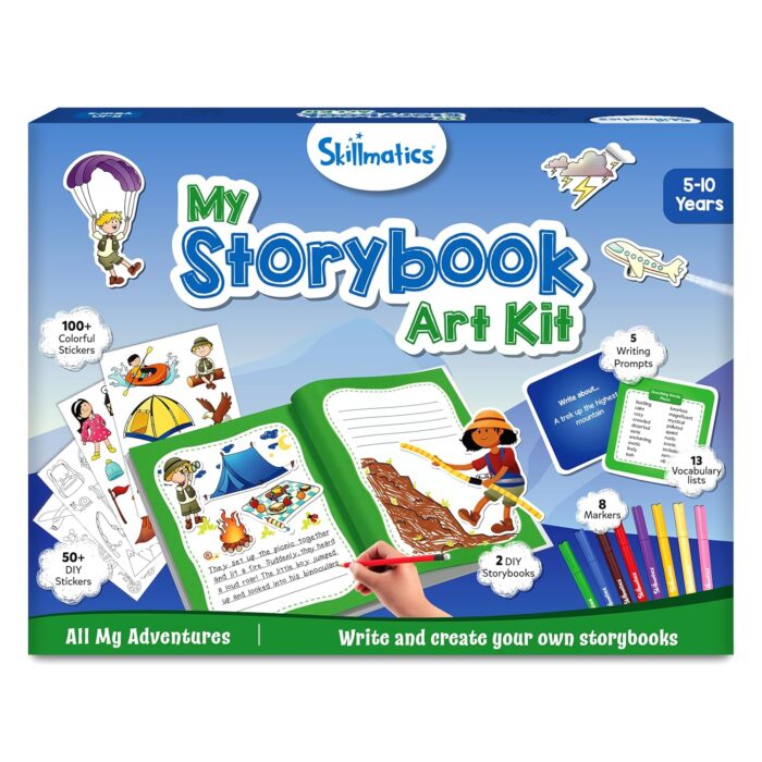 Skillmatics Storybook Art Kit - Create Adventure Stories, DIY Craft & Writing Kit with 300+ Stickers, Scrapbooking & Journal Activity, Gifts for Kids Ages 5, 6, 7, 8, 9, 10