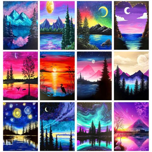 TINY FUN 12 Pack Diamond Painting Kits for Adults 5D Diamond Art Kit Paint by Number for Beginners, DIY Paint with Round Full Drill Diamonds Paintings Gem Art for Home Wall...