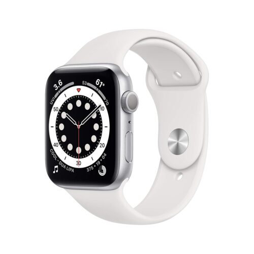 Apple Watch Series 6 (GPS, 44mm) - Silver Aluminum Case with White Sport Band (Renewed)