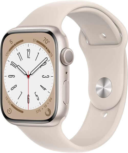Apple Watch Series 8 [GPS, 41mm] - Starlight Aluminum Case with Starlight Sport Ban, M/L (Renewed)