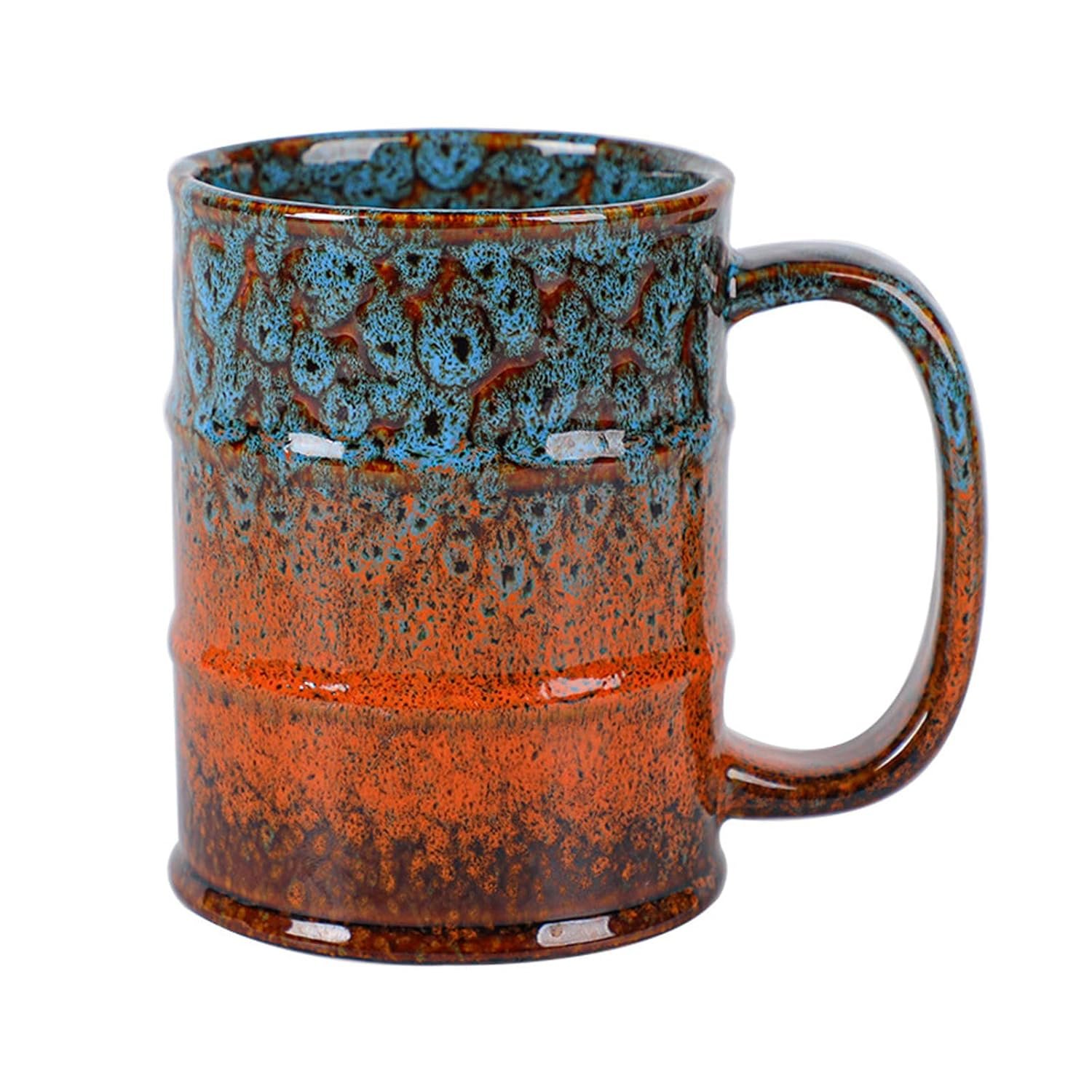 Blue and Brown 20 oz Ceramic Coffee Mugs – Large, Dishwasher and Microwave Safe, Perfect for Office and Home