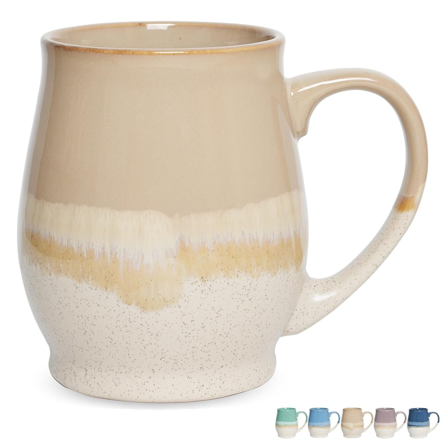 Bosmarlin Extra Large Ceramic Coffee Mug, 25 Oz, Dishwasher and Microwave Safe, Big Oversized Tea Cup for Office and Home (Brown Grey)