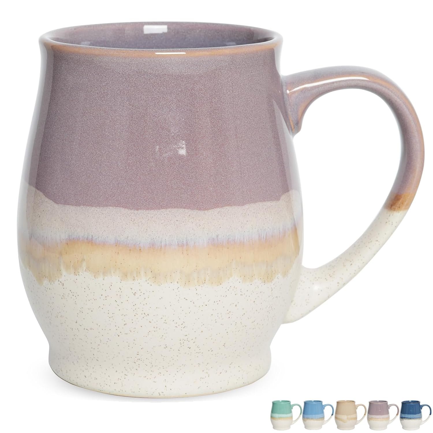 Bosmarlin Extra Large Ceramic Coffee Mug, 25 Oz, Dishwasher and Microwave Safe, Big Oversized Tea Cup for Office and Home (Purple)