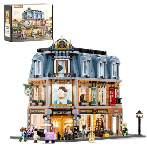 Brick Art Gallery Lighting Building Bricks Set - Town Life City Modular Collection Kit with Minifigures 3400 Pcs for Adults & Teen & Visual Art Lovers