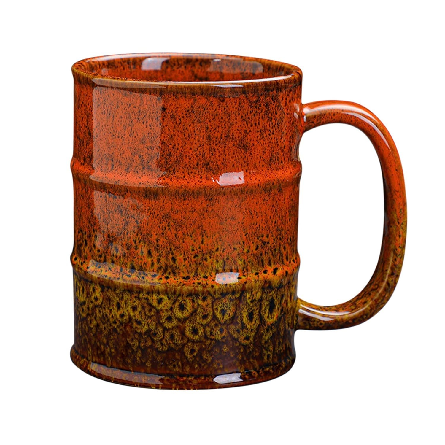 Brown and Yellow 20 oz Ceramic Coffee Mug – Large, Dishwasher and Microwave Safe, Perfect for Office and Home