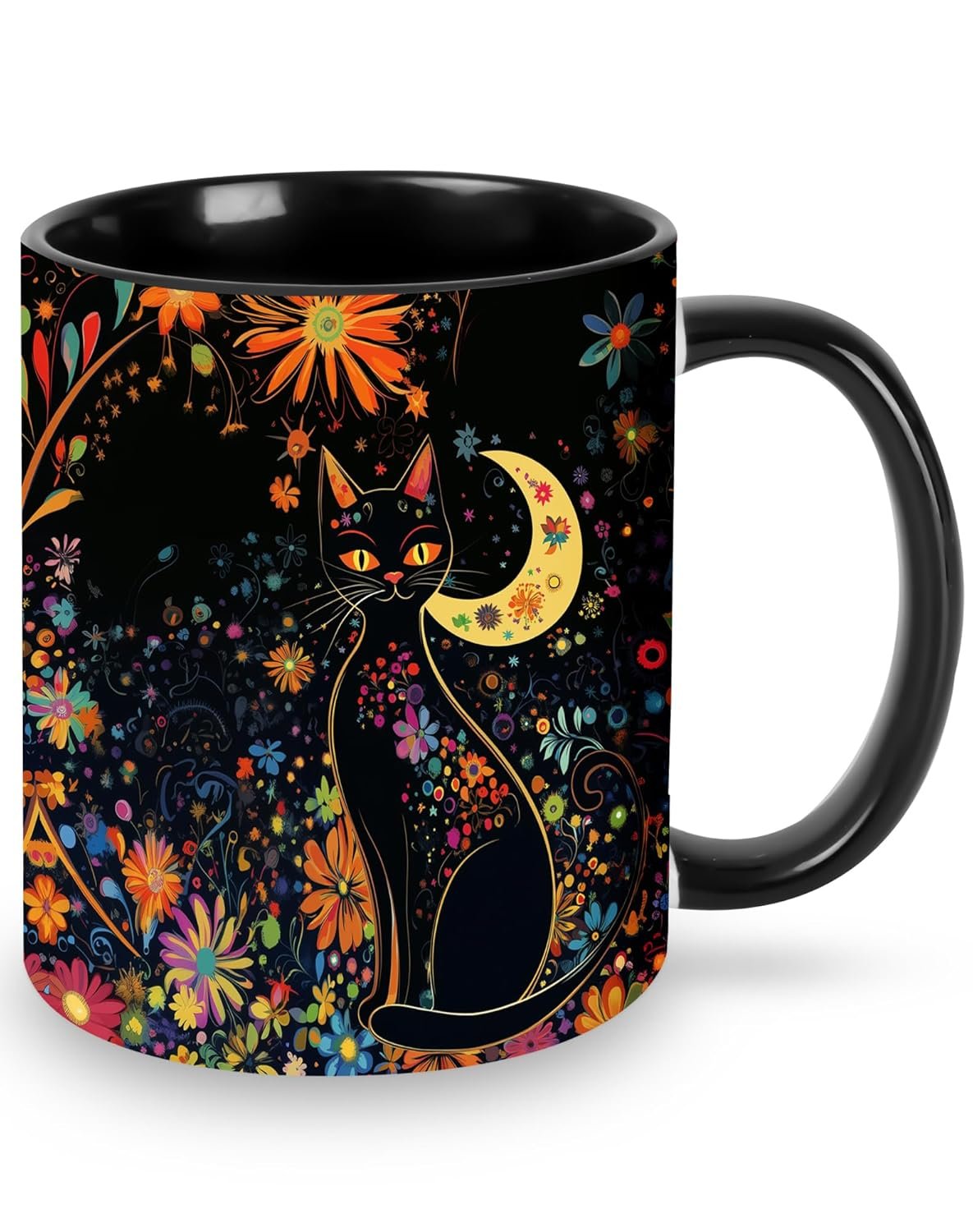 Cat Coffee Mug Novelty Ceramic Coffee Cup Gifts for Women Men Birthday Home Office Cafe Use Microwave Dishwasher Safe 11oz