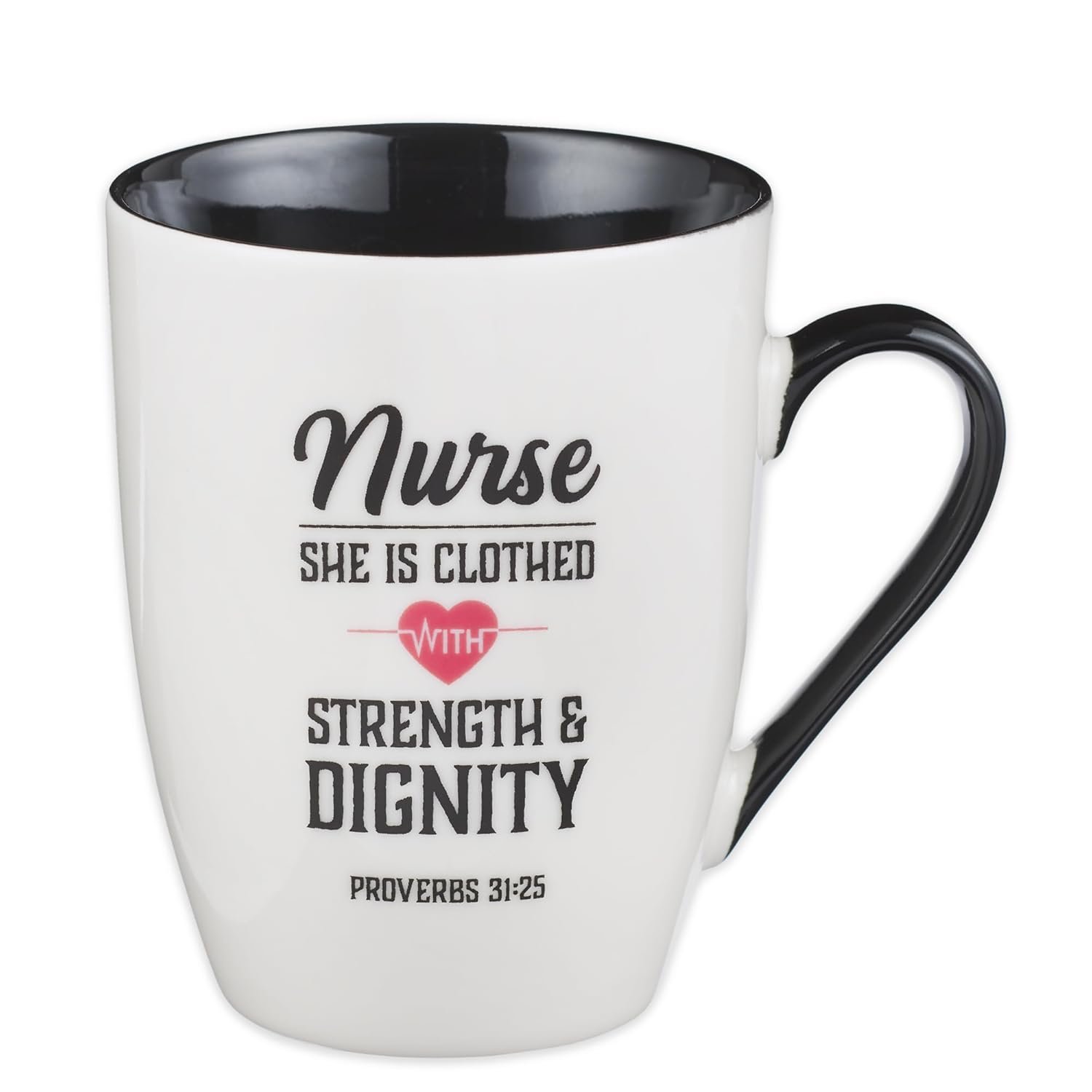 Christian Art Gifts Inspirational Ceramic Coffee & Tea Scripture Mug for Women Nurses: Strength & Dignity Encouraging Proverb, Microwave/Dishwasher Safe Novelty Cup, Cute Heart,…