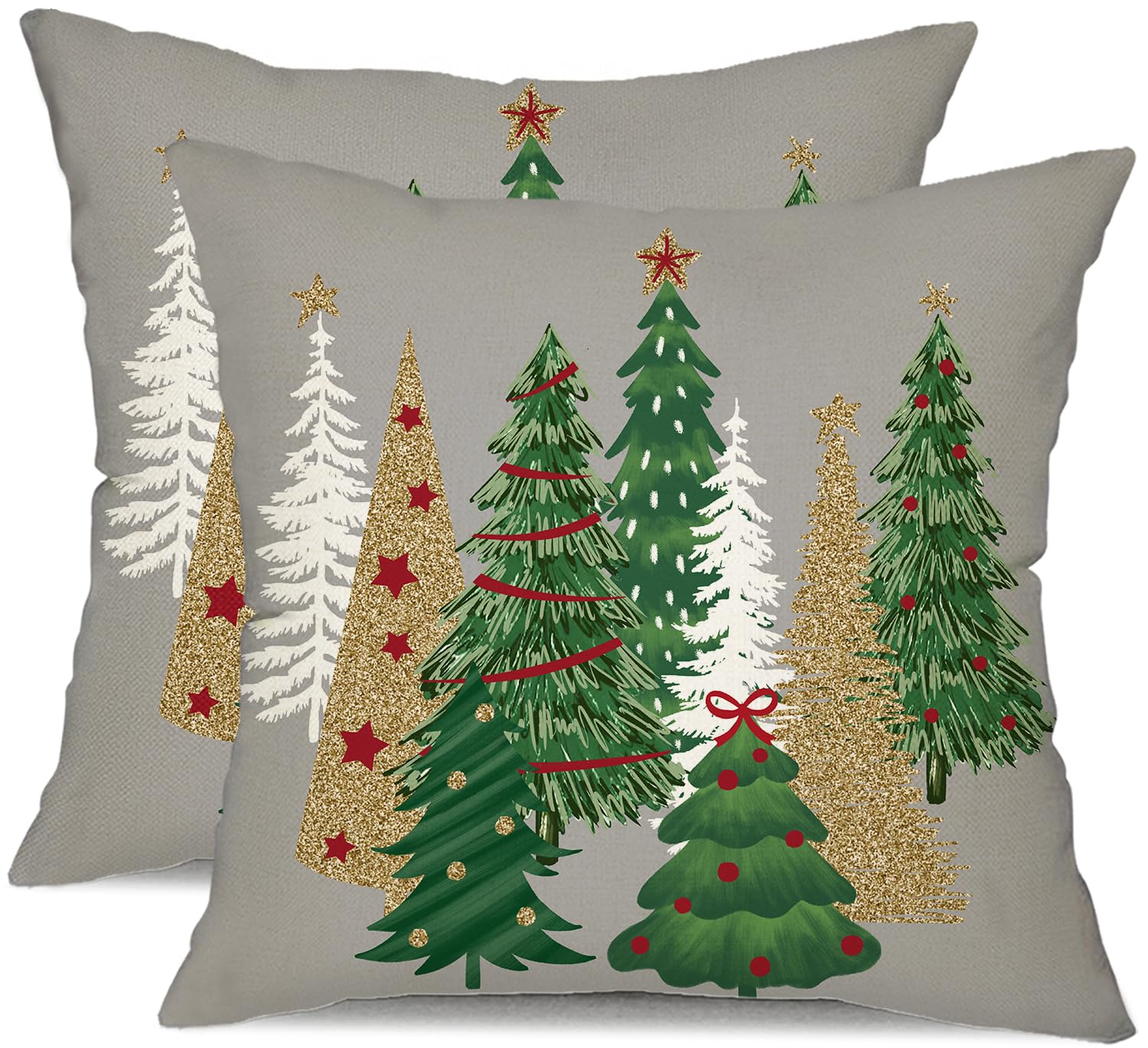 DFXSZ Christmas Pillow Covers 18×18 Inch Set of 2 Christmas Tree Decorative Grey Throw Pillows Winter Christmas Decor for Home Couch TH-50D18