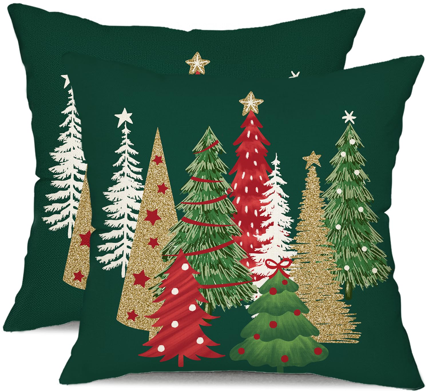 DFXSZ Christmas Pillow Covers – 18×18 Inch Set of 2 Green Throw Pillows for Home Couch – Winter Christmas Decor TH-50B18