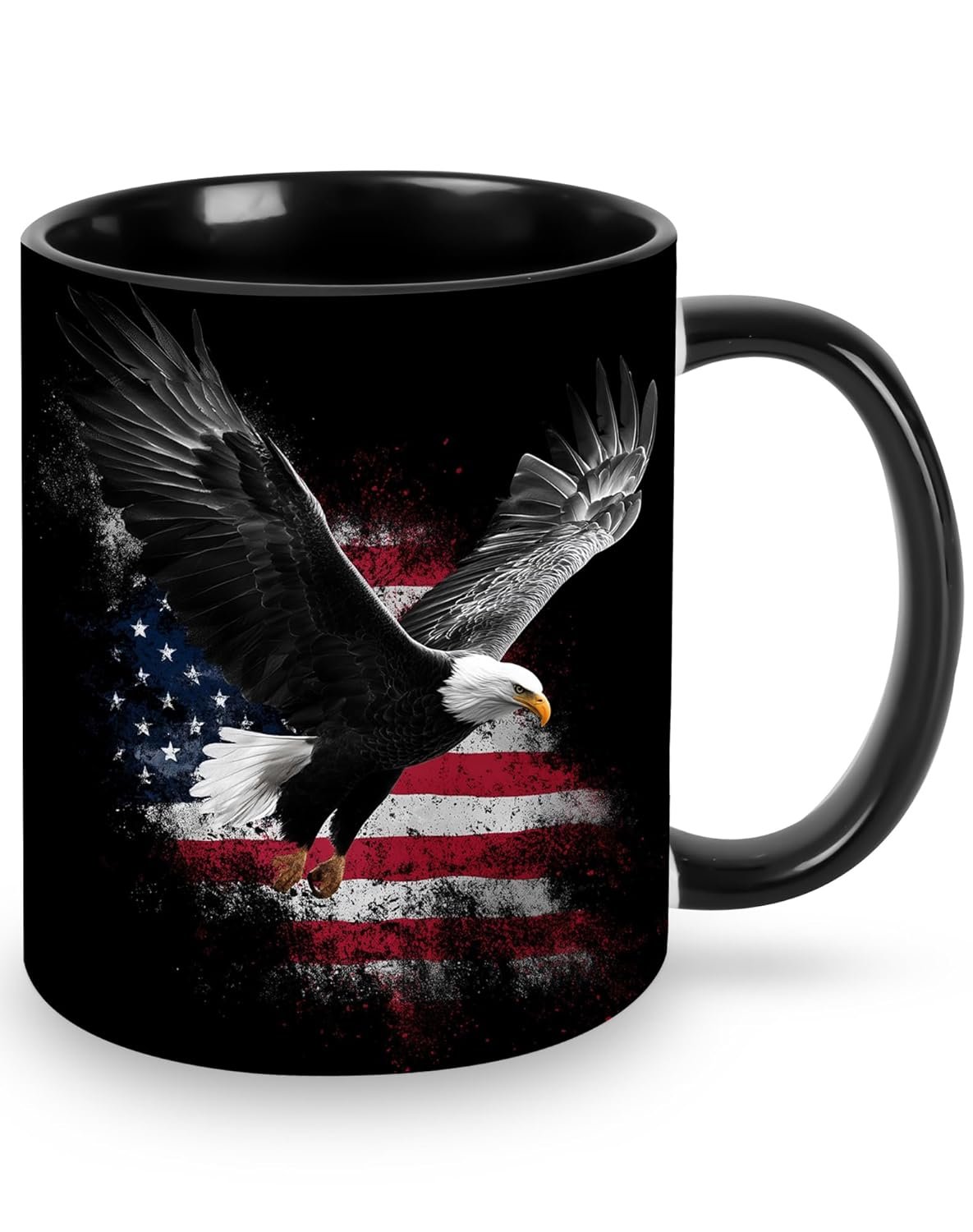Eagle USA Flag Coffee Mug Novelty Ceramic Coffee Cup Gifts for Women Men Birthday Home Office Cafe Use Microwave Dishwasher Safe 11oz