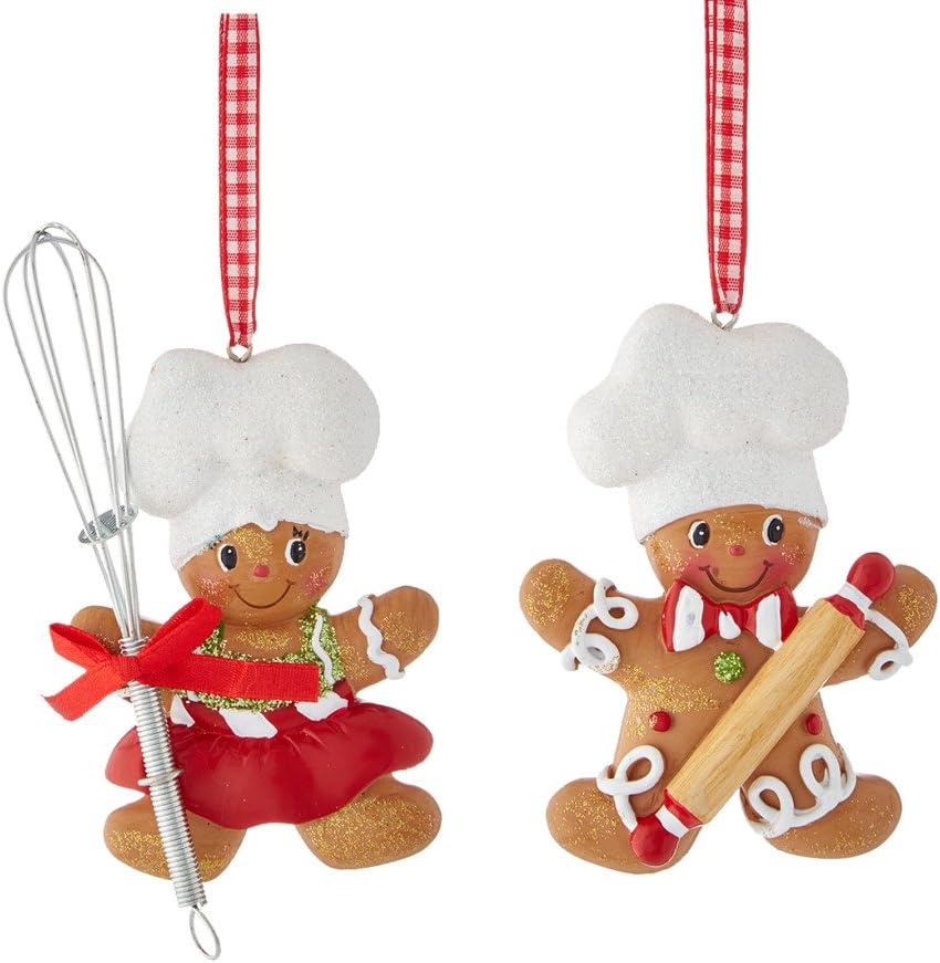 Gingerbread Boy & Girl Baker Christmas Ornament – Personalized or Non-Personalized Holiday Ornament | Cute Gingerbread Cookie Tree Decoration, Kitchen Baker Gift, Holiday…