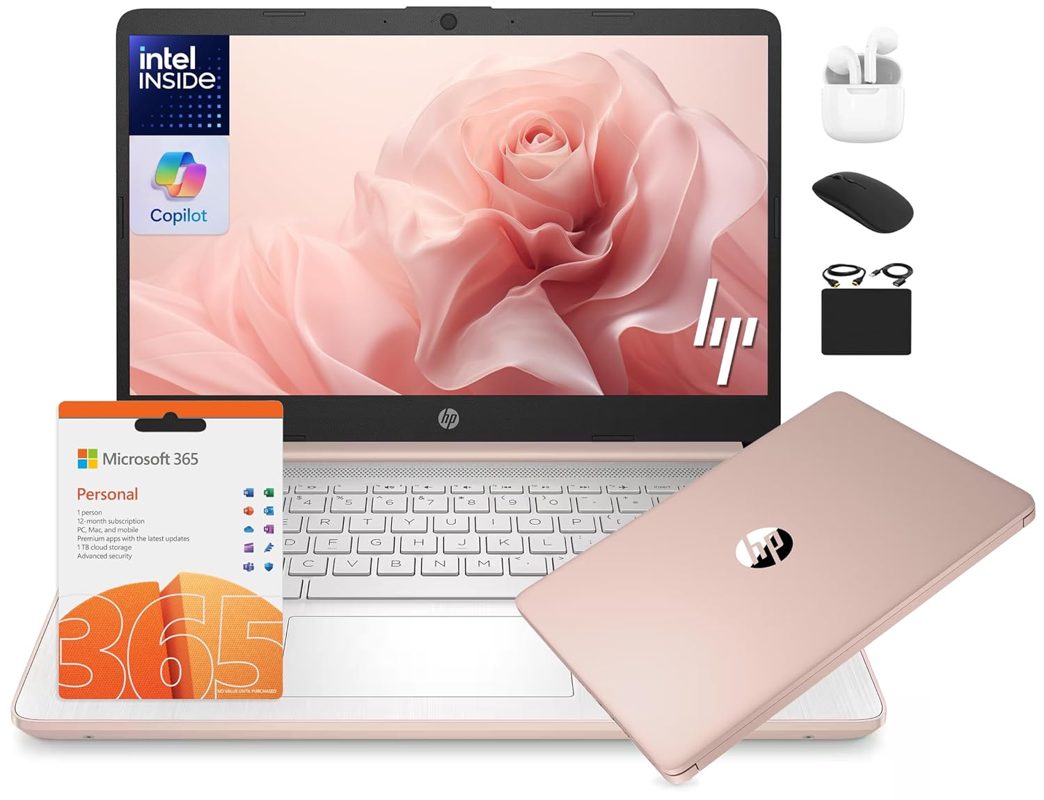 HP 14 Laptop Student Business 2025 Flagship, AI Copilot, 4-Core 13th Gen Intel CPU, 16GB RAM 628GB Storage (128GB UFS+ 500GB Ext), 1-Yr Office 365, Long Battery HubxcelAccessory…