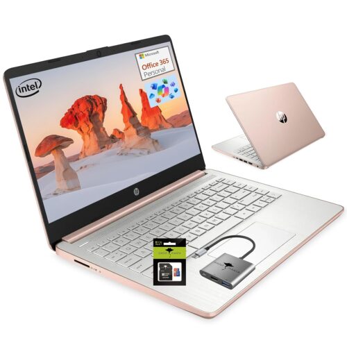 HP 14 Student-Laptop Back to School, Quad-Core Processor (Up to 3.6GHz) 8GB RAM 192GB Storage(128GB UFS + 64GB SD Card) Laptops for Student with 1-Year Office 365 Copilot AI...