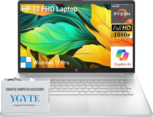 HP 2025 17 Inch Laptop Computer, 17.3 IPS FHD Business Laptop PC, AMD Ryzen 5 6-Core, 64GB RAM 1TB SSD, Windows 11 Pro, 10-Key Number Pad