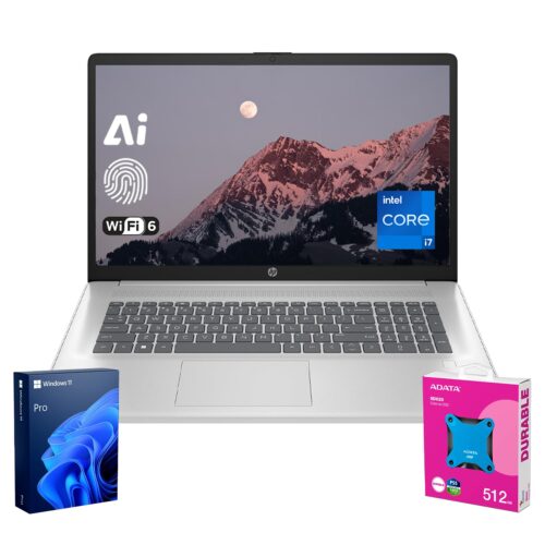 HP 2025 Flagship i7 Copilot AI Business Laptop, 17.3" FHD Display, Intel Core i7, 32GB RAM, 1TB SSD, Fingerprint Reader, HDMI, Wi-Fi 6, Backlit KB, W11P, Silver, with ADATA...