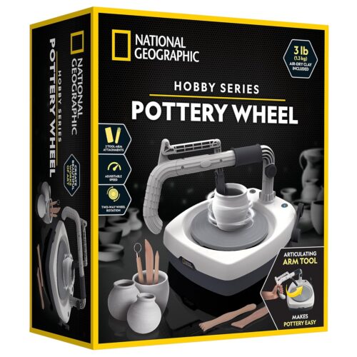 NATIONAL GEOGRAPHIC Hobby Pottery Wheel Kit - 8" Variable Speed Pottery Wheel for Adults & Teens with Innovative Arm Tool, 3 Lb Air Dry Clay & Art Supplies, Crafts for Adults,...