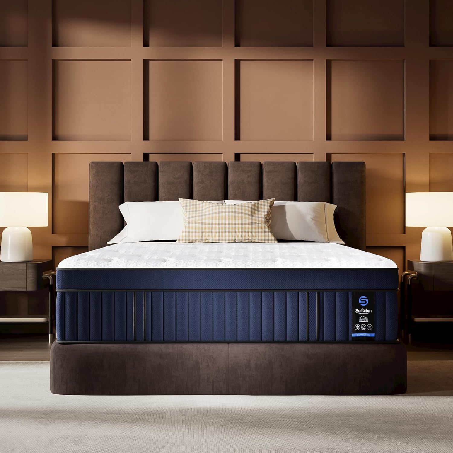 Suiforlun King Size Mattress 14 Inch, Gel Memory Foam Hybrid Mattress, 7-Zone Pocket Coils, Instant Cooling Cover, Improved Comfort and Support, Fiberglassfree Medium Firm King…