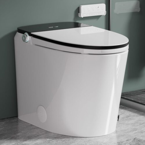 18" Tall Smart Toilet with Bidet Built In,ADA One Piece Modern Elongated Electric,Tankless Toilets with Warm Water Sprayer and Dryer,Foot Sensor Operation,Bidet with Heated Seat...