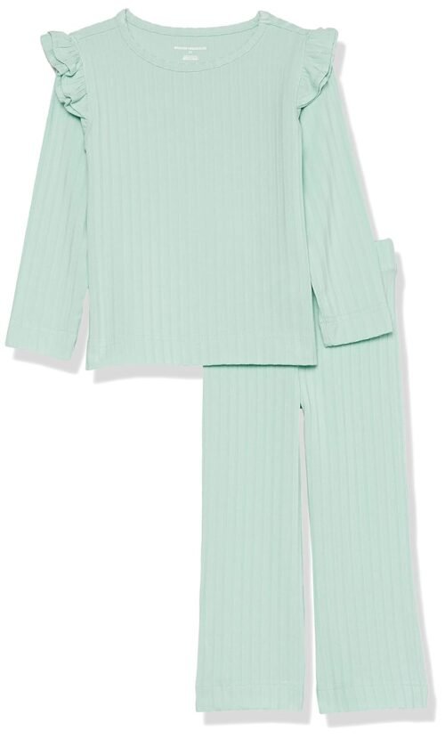 Amazon Essentials Girls and Toddlers' Wide-Rib Outfit Set, Pack of 2