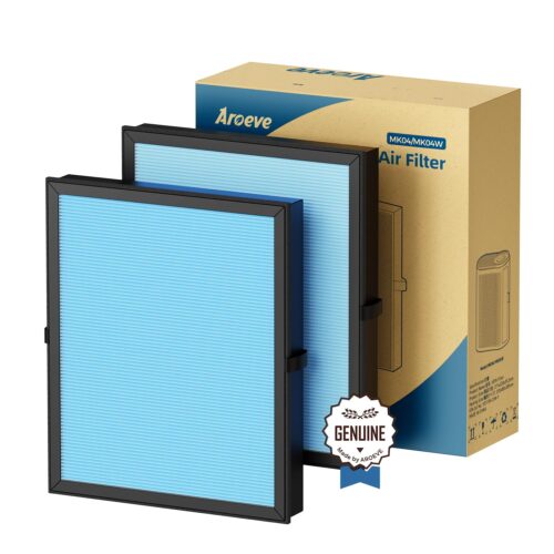 AROEVE MK04 Air Filter Suitable for MK04 for Dust, Pet Dander, Smoke, Pollen for Bedroom and Office- Standard Version(2 Pack)