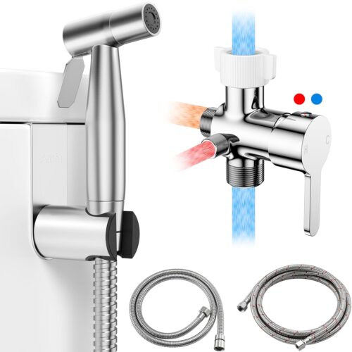 Arofa Hot and Cold Handheld Bidet Sprayer for Toilet, Warm Water Bidet with Adjustable Pressure, Non-Electric Temperature Control for Feminine Wash