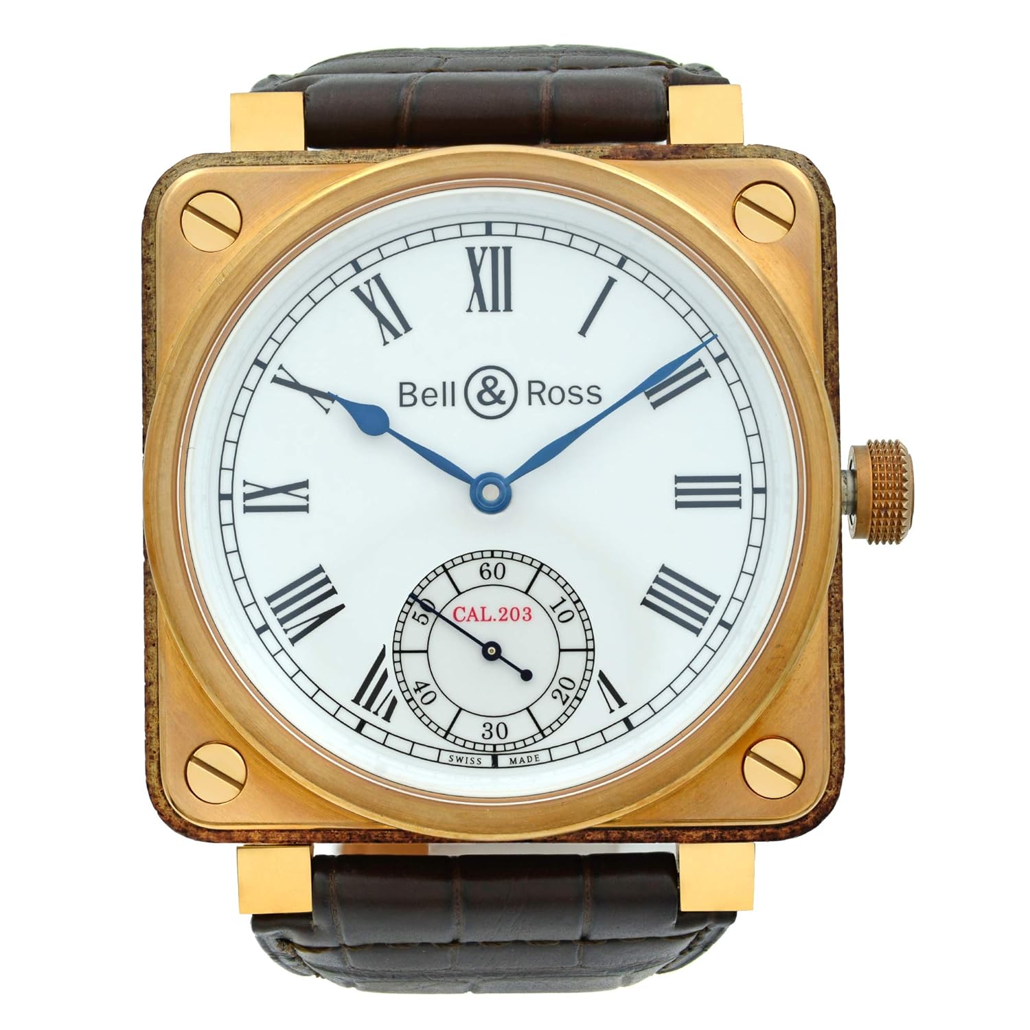 Bell & Ross Instrument De Marine Bronze Wood Manual Wind Watch BR01-CM-203