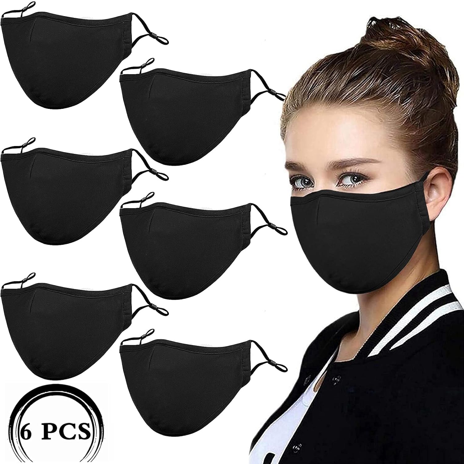 Black Reusable Breathable Cloth Face Protection,Adjustable Washable Male and Women Fashion Face Protection Cover