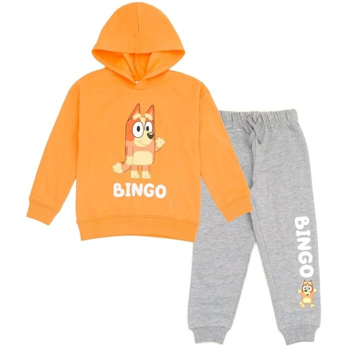 Bluey Fleece Pullover Hoodie and Pants Outfit Set Toddler to Little Kid Sizes (2T - 7-8)