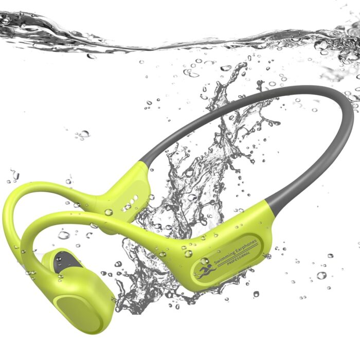 Bone Conduction Bluetooth Headphones-SwimBeats, IP68 Waterproof Swimming Headphones with 32GB MP3 Player, Lightweight Open Ear Design for Swimming/Marathon/Cycling(Neon)