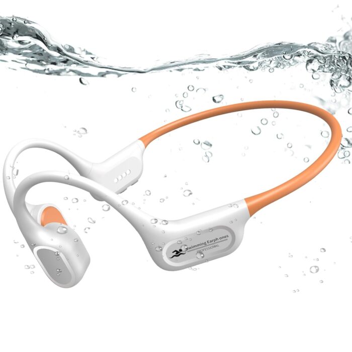 Bone Conduction Bluetooth Headphones-SwimBeats, IP68 Waterproof Swimming Headphones with 32GB MP3 Player, Lightweight Open Ear Design for Swimming/Marathon/Cycling((Peach)