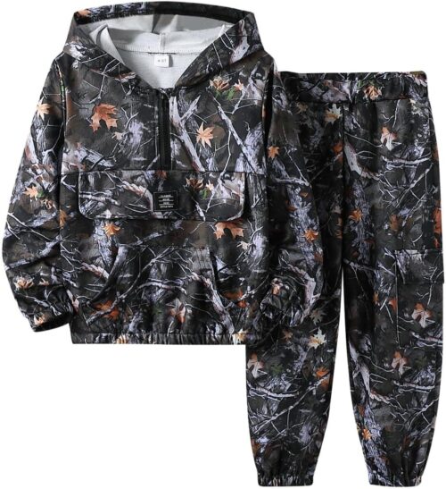 Boys Clothes Kids Little Boy Color Block Half Zip Hoodie & Jogger Pants Outfit Set,4-12 Years