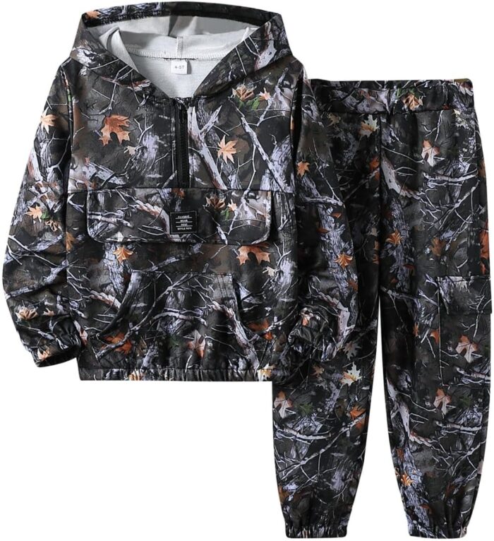 Boys Clothes Kids Little Boy Color Block Half Zip Hoodie & Jogger Pants Outfit Set,4-12 Years