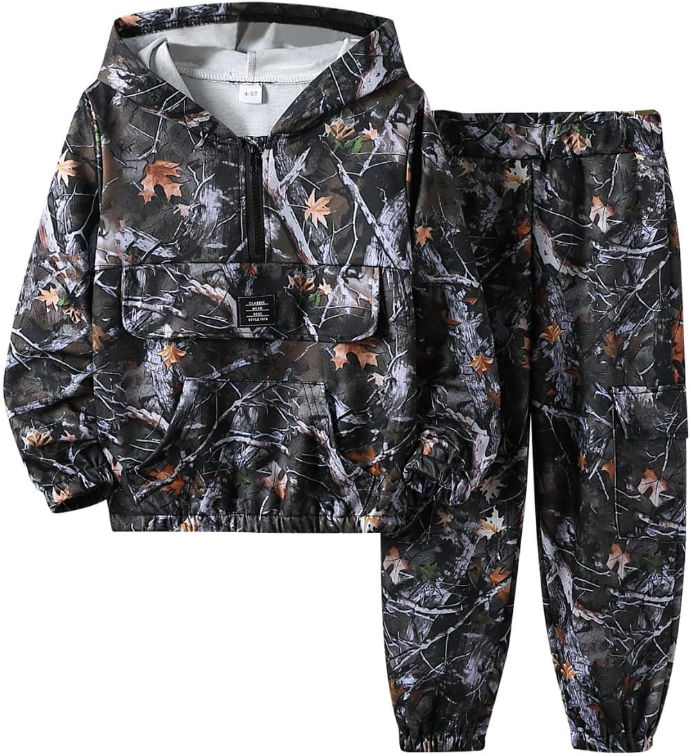 Boys Clothes Kids Little Boy Color Block Half Zip Hoodie & Jogger Pants Outfit Set,4-12 Years