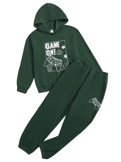 Boys Sweatsuit Graphic Printed Hoodie Sweatshirt and Jogger Pant Sets Sizes 5-12