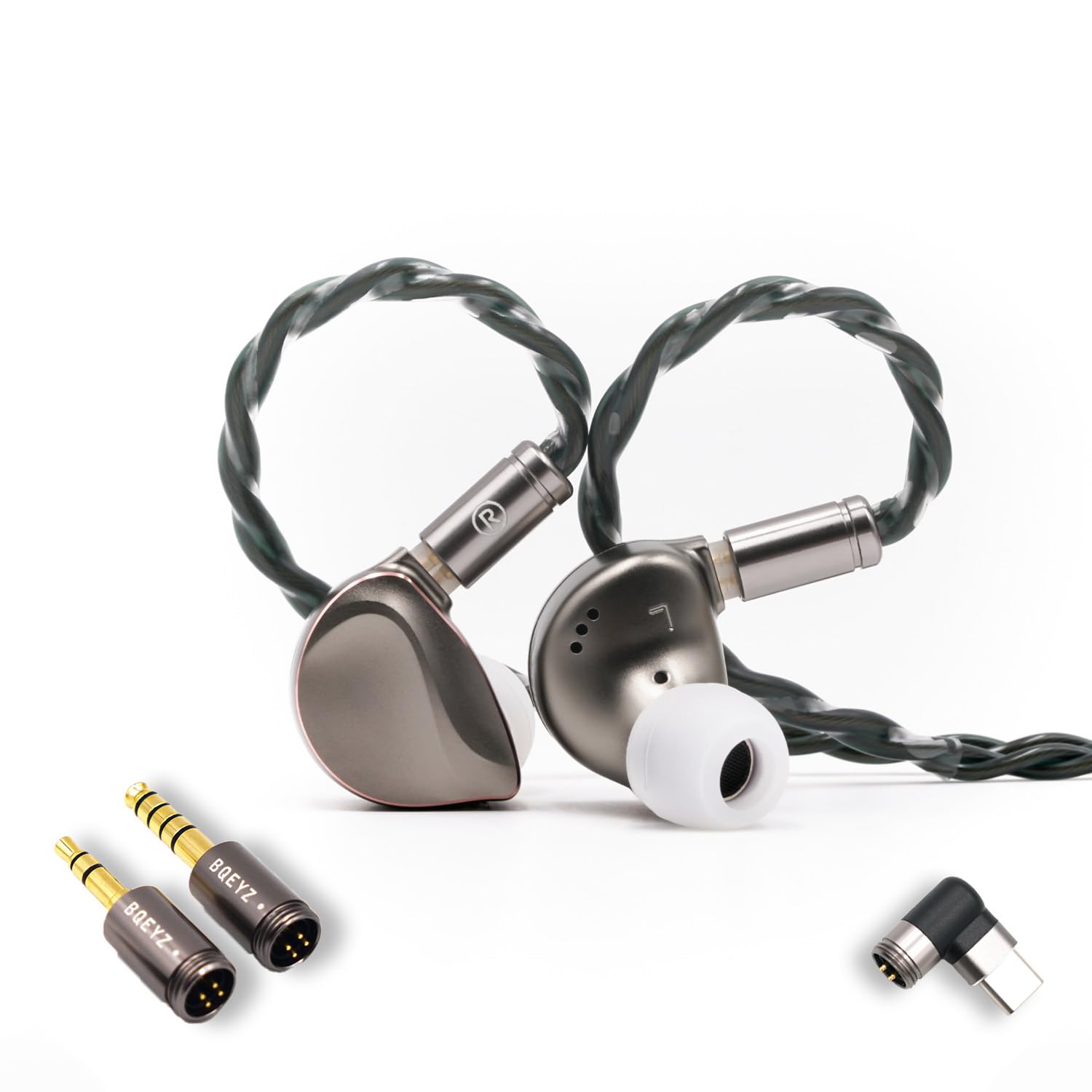 BQEYZ Winter2 In-Ear Monitor Wired Earphone DD+BC HiFi Gaming Earphone Detachable Cable Wired Headphone for Audio Fan (Brown, 3.5mm+4.4mm+Type-C)