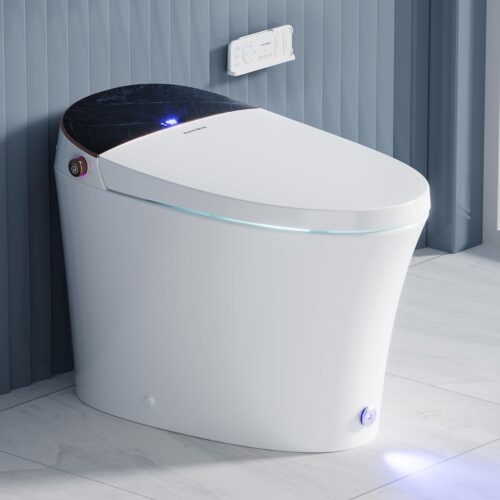 Casta Diva Smart Toilet with Tank, Foam Dispenser, Soft-Close Lid, Foot Kick & Off-seat Auto Flush, Heated Seat, Warm Water & Dryer, Blackout Flush, 1.06 GPF Digital Display...