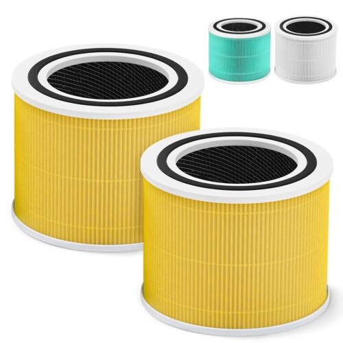 Core 300 Pet Care Replacement Filter for LEVOIT Core 300 Core300-P Core 300s VortexAir Air Purifier, 3-in-1 HEPA and Activated Carbon, Core 300-RF-PA, 2 Pack, Yellow