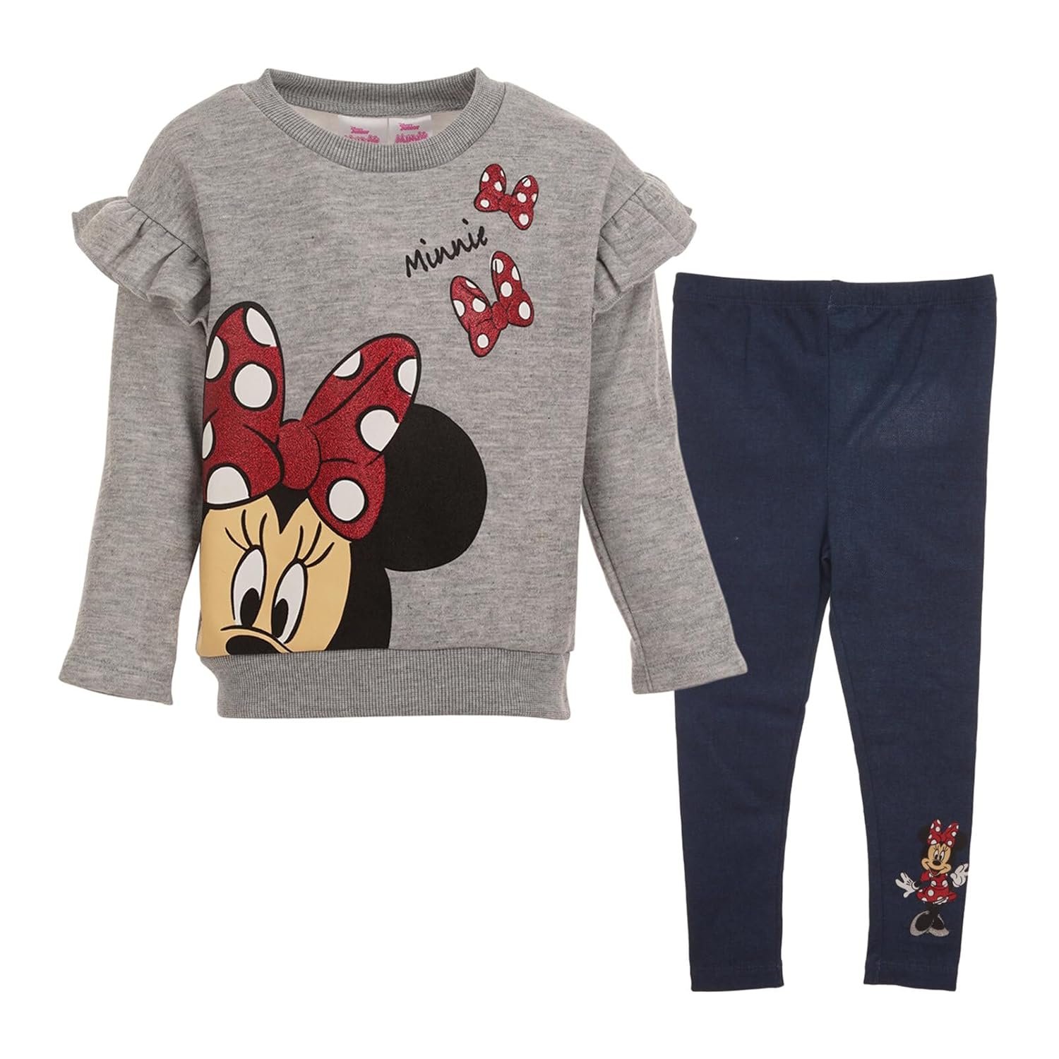 Disney Minnie Mouse Fleece Sweatshirt and Leggings Outfit Set Infant to Big Kid Sizes (12 Months – 14-16)