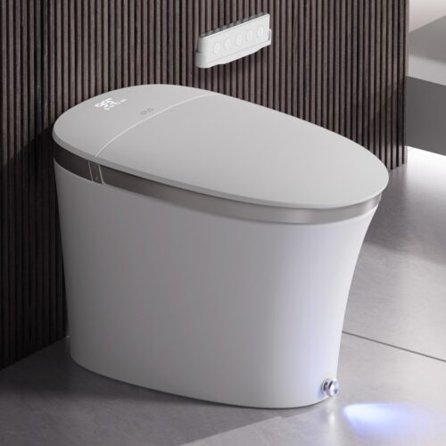 EPLO Smart Toilet with Powerful Flush, Auto Open/Close,Foam Shield, Elongated Heated Seat, ADA Comfort Height Bidet Toilet,Instant Warm Water&Dryer,Temp Display - iX7-PRO