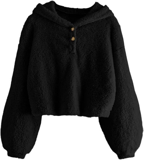 GAMISOTE Kids Girl's Fuzzy Hoodies Warm Loose Button Down Pullover Sherpa Jacket Top