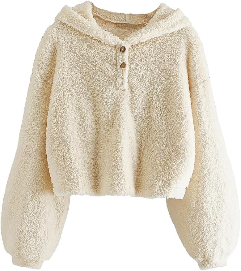 GAMISOTE Kids Girl’s Fuzzy Hoodies Warm Loose Button Down Pullover Sherpa Jacket Top