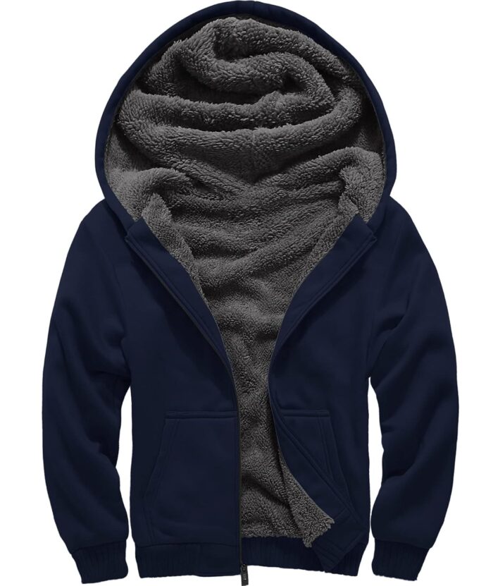 GEEK LIGHTING Boys Sherpa Lined Hoodie Kids Fleece Sweatshirt Full Zip Hooded Jacket