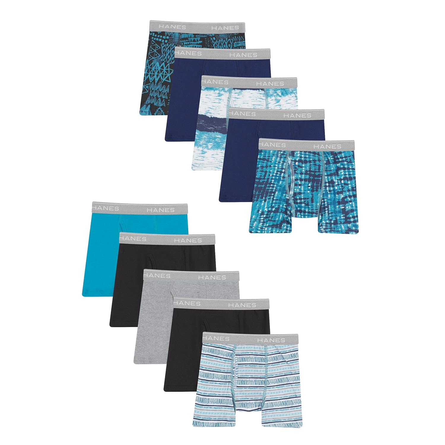 Hanes boys Hanes Boys’ and Toddler Underwear, Comfort Flex Wb Boxer Briefs, 10-pack