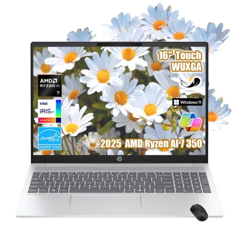 HP 2025 Envy OmniBook 5 16" AI Laptop - AMD Ryzen AI 7 350 - Copilot+ PC - 2K (1920 x 1200) Touchscreen - 16GB Memory - 1TB SSD - Windows 11 Pro