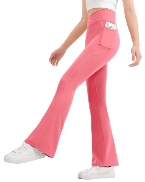 JOCMIC Girls Flare Leggings Kids Bell Bottom High Waisted Dance Yoga Flared Pants
