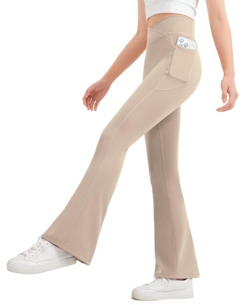 JOCMIC Girls Flare Leggings Kids Bell Bottom High Waisted Dance Yoga Flared Pants