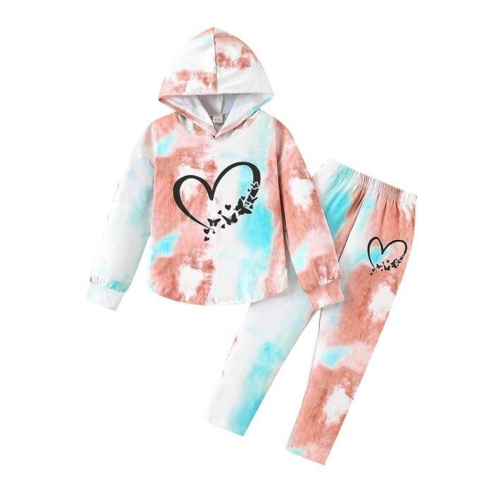 Kid Toddler Girl Clothes Tie Dye Hoodie Sweatshirt Little Girls Fall Pullover Hooded Pant Outfits Set