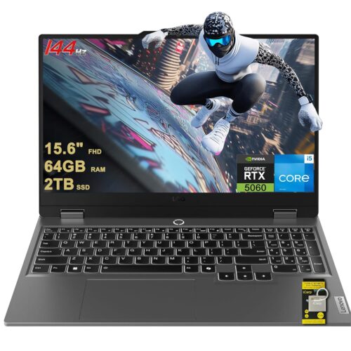 Lenovo LOQ Gaming Laptop 15.6" FHD IPS 144Hz (G-SYNC, 100% sRGB) Intel 10-core i5-13450HX 64GB RAM 2TB SSD GeForce RTX 5060 DLSS4 (440 AI Tops) Backlit Nahimic 5MP Privacy...