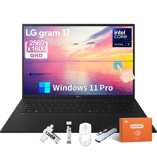 LG Gram 17 Touchscreen Laptop Copilot + PC 2025, Intel Core Ultra 7 Series 2 258V, 17" WQXGA Display, 32 GB LPDDR5X RAM, 8 TB SSD, Intel Arc Graphics, Wi-Fi 7, Backlit Keyboard,...