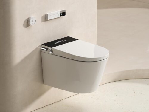 MEJE #T010G - Wall Hung Smart Toilet,Wall Hung Toilet with Bidet Combo, Build In Water Tank, Heated Seat,Warm Water,Dryer,Auto Flush, Foot Sensor Open/Close Lid & Flush (No need...